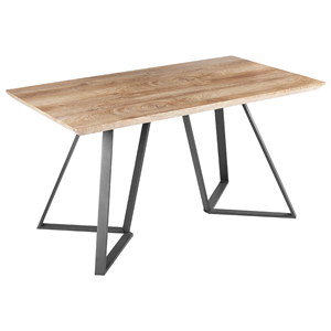 beliani Moderner industrieller Esszimmertisch helle Holz, mdf Tischplatte, Metallbeine Upton - Heller Holzfarbton