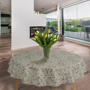Laro Tischdecke Wachstuch-Tischdecken Blume Beige Weiß Rund 140cm