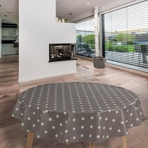 Laro Tischdecke Wachstuch-Tischdecken Punkte Grau Weiß Rund 140cm
