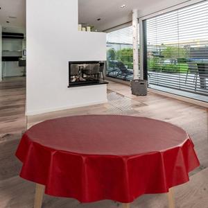 Laro Tischdecke Wachstuch-Tischdecken Rot Leinenoptik Rund 140cm