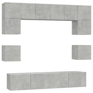 vidaXL TV-Schrank 8-tlg. TV-Schrank-Set Betongrau Holzwerkstoff (8-St)