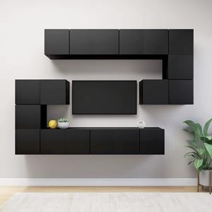 vidaXL TV-Schrank 10-tlg. TV-Schrank-Set Schwarz Holzwerkstoff (10-St)