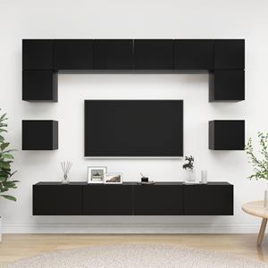 vidaXL TV-Schrank 8-tlg. TV-Schrank-Set Schwarz Holzwerkstoff (1-St)