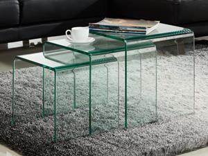 Kauf-unique Beistelltisch 3er-Set - Glas Design - MINKA