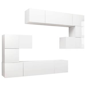 VIDAXL 8-tlg. Tv-schrank-set Hochglanz-weiß Spanplatte