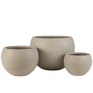 J-Line Set Van 3 Bloempotten Rond Klei Beige