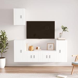 VIDAXL 5-tlg. Tv-schrank-set Weiß Holzwerkstoff