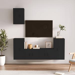 VIDAXL 5-tlg. Tv-schrank-set Schwarz Holzwerkstoff