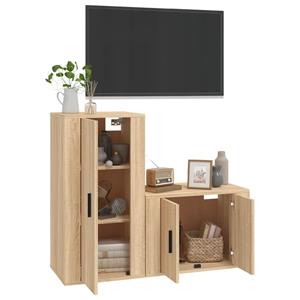 vidaXL 2-delige Tv-meubelset bewerkt hout sonoma eikenkleurig