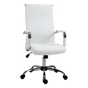 Vinsetto Bürostuhl Gaming Drehstuhl Chefsessel Wippfunktion höhenverstellbar gepolstert ergonomisch PU-Leder Schaumstoff Weiß 54 x 62 x 104-114 cm