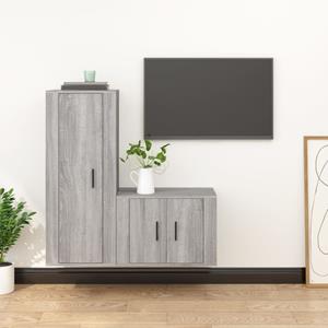 vidaXL 2-delige Tv-meubelset bewerkt hout grijs sonoma eikenkleurig