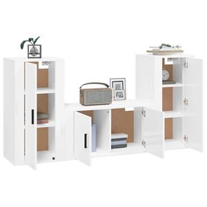 Vidaxl 3-tlg. Tv-schrank-set Hochglanz-weiß Holzwerkstoff