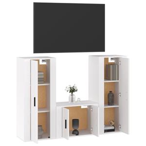 Vidaxl 3-tlg. Tv-schrank-set Hochglanz-weiß Holzwerkstoff