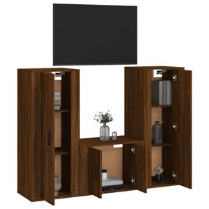 Vidaxl 3-tlg. Tv-schrank-set Braun Eichen-optik Holzwerkstoff