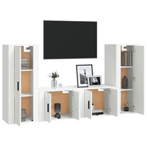 vidaXL TV-Schrank 4-tlg. TV-Schrank-Set Weiß Holzwerkstoff (4-St)