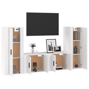 Vidaxl 4-tlg. Tv-schrank-set Hochglanz-weiß Holzwerkstoff