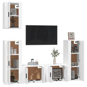 Vidaxl 5-tlg. Tv-schrank-set Weiß Holzwerkstoff