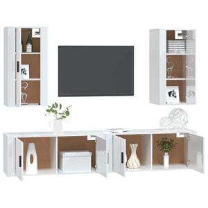 vidaXL TV-Schrank 4-tlg. TV-Schrank-Set Hochglanz-Weiß Holzwerkstoff (4-St)