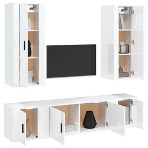 Vidaxl 5-tlg. Tv-schrank-set Hochglanz-weiß Holzwerkstoff