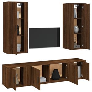 Vidaxl 5-tlg. Tv-schrank-set Braun Eichen-optik Holzwerkstoff