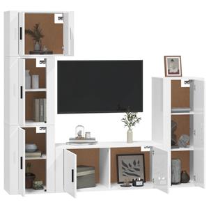 Vidaxl 5-tlg. Tv-schrank-set Hochglanz-weiß Holzwerkstoff