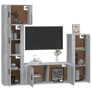 vidaXL TV-Schrank 5-tlg. TV-Schrank-Set Grau Sonoma Holzwerkstoff (5-St)