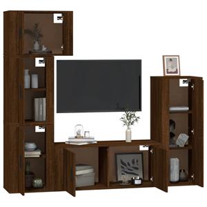 Vidaxl 5-tlg. Tv-schrank-set Braun Eichen-optik Holzwerkstoff