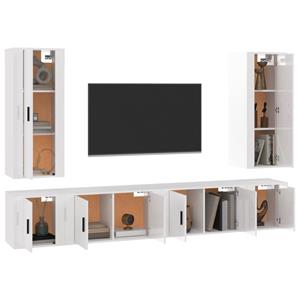 Vidaxl 6-tlg. Tv-schrank-set Hochglanz-weiß Holzwerkstoff