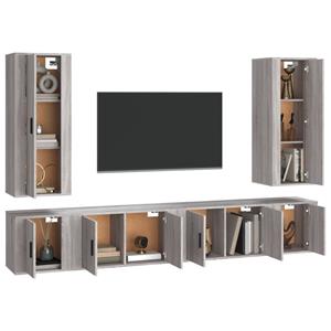 vidaXL TV-Schrank 6-tlg. TV-Schrank-Set Grau Sonoma Holzwerkstoff (6-St)