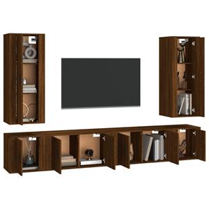 Vidaxl 6-tlg. Tv-schrank-set Braun Eichen-optik Holzwerkstoff