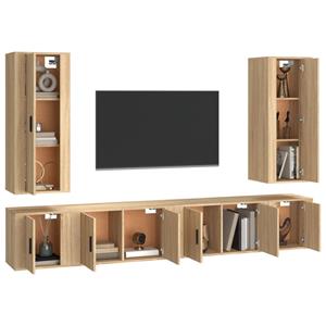 vidaXL TV-Schrank 6-tlg. TV-Schrank-Set Sonoma-Eiche Holzwerkstoff (6-St)