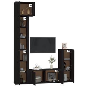 Vidaxl 5-tlg. Tv-schrank-set Schwarz Holzwerkstoff