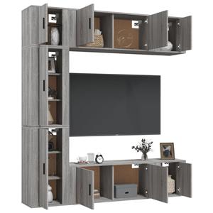 vidaXL TV-Schrank 7-tlg. TV-Schrank-Set Grau Sonoma Holzwerkstoff (7-St)