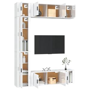 Vidaxl 7-tlg. Tv-schrank-set Hochglanz-weiß Holzwerkstoff