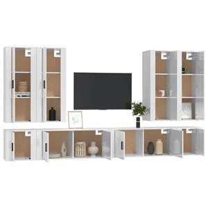 vidaXL TV-Schrank 8-tlg. TV-Schrank-Set Hochglanz-Weiß Holzwerkstoff (8-St)