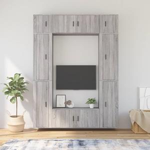 Vidaxl 8-tlg. Tv-schrank-set Grau Sonoma Holzwerkstoff