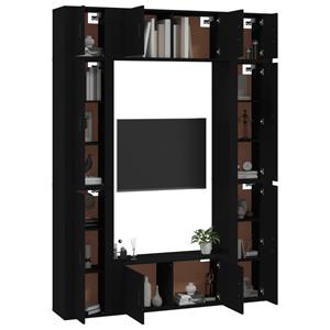 Vidaxl 8-tlg. Tv-schrank-set Schwarz Holzwerkstoff