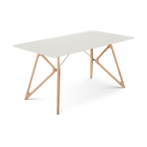 Gazzda Tink table houten eettafel whitewash - met linoleum tafelblad mushroom - 160 x 90 cm