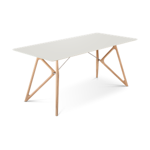 Gazzda Tink table houten eettafel whitewash - met linoleum tafelblad mushroom - 180 x 90 cm