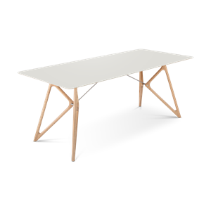 Gazzda Tink table houten eettafel whitewash - met linoleum tafelblad mushroom - 200 x 90 cm