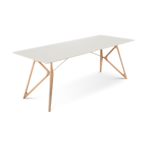 Gazzda Tink table houten eettafel whitewash - met linoleum tafelblad mushroom - 220 x 90 cm