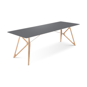 Gazzda Tink table houten eettafel whitewash - met linoleum tafelblad nero - 240 x 90 cm