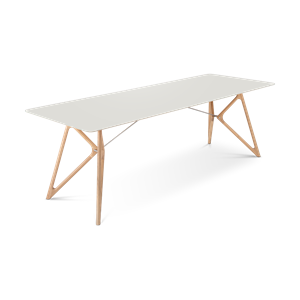 Gazzda Tink table houten eettafel whitewash - met linoleum tafelblad mushroom - 240 x 90 cm
