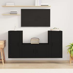 VIDAXL 3-tlg. Tv-schrank-set Schwarz Holzwerkstoff