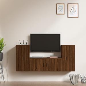 VIDAXL 3-tlg. Tv-schrank-set Braun Eichen-optik Holzwerkstoff