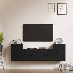 VIDAXL 4-tlg. Tv-schrank-set Schwarz Holzwerkstoff