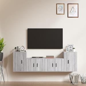 VIDAXL 4-tlg. Tv-schrank-set Grau Sonoma Holzwerkstoff