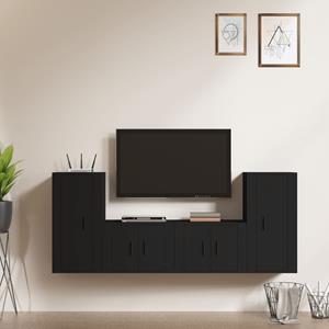 VIDAXL 4-tlg. Tv-schrank-set Schwarz Holzwerkstoff