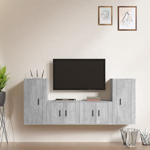 VIDAXL 4-tlg. Tv-schrank-set Betongrau Holzwerkstoff