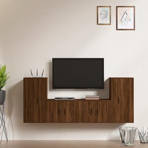 VIDAXL 4-tlg. Tv-schrank-set Braun Eichen-optik Holzwerkstoff